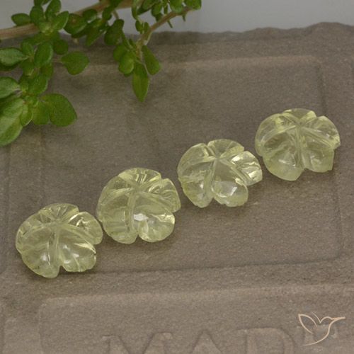5.20ctw Naturel Jaune clair Quartz, Taille Fleur, Transparent