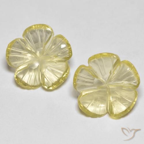 6.49ctw Naturel Jaune citron Quartz, Taille Fleur, Transparent