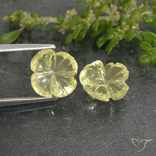 3.26ctw Naturel Jaune clair Quartz, Taille Fleur, Transparent