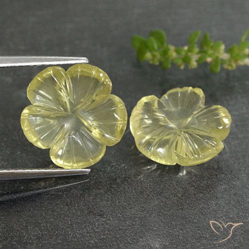 7.33ctw Naturel Jaune clair Quartz, Taille Fleur, Transparent