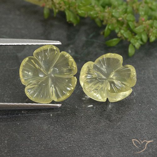 6.26ctw Naturel Jaune clair Quartz, Taille Fleur, Transparent