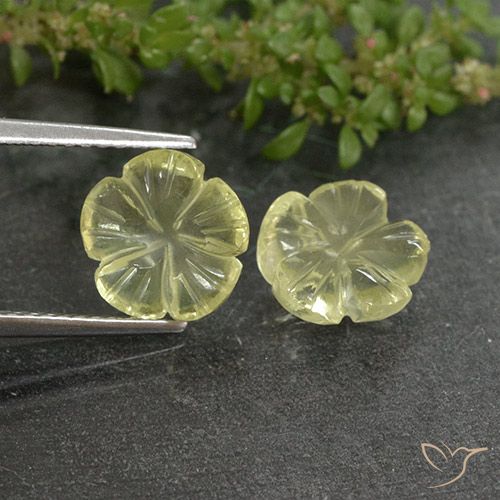 3.62ctw Naturel Jaune clair Quartz, Taille Fleur, Transparent