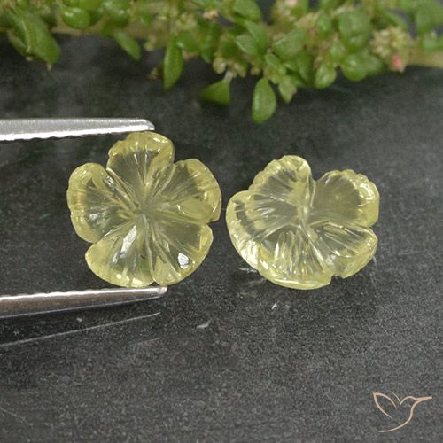 2.62ctw Naturel Jaune clair Quartz, Taille Fleur, Transparent