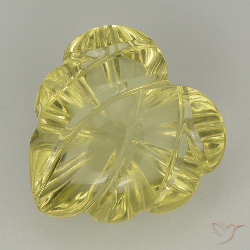 6.85ct Naturel Jaune pâle Quartz, Taille Fleur, Transparent, Photo A