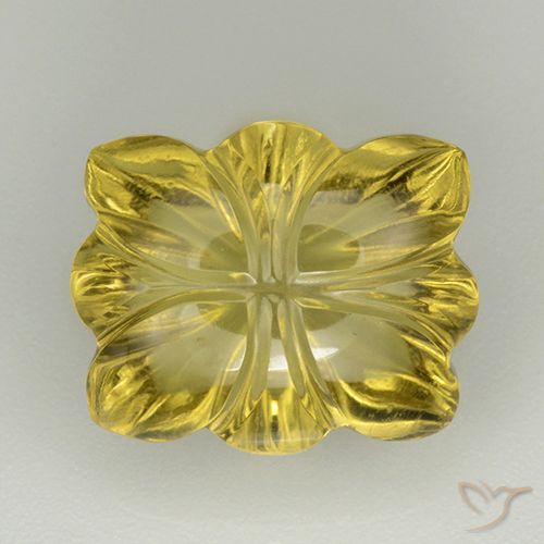 7.00ct Naturel Jaune foncé Quartz, Taille Fleur, Transparent