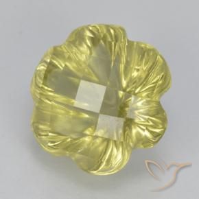 Quartz Jaune clair naturelle Taille Fleur, 3.04 ct, Transparent