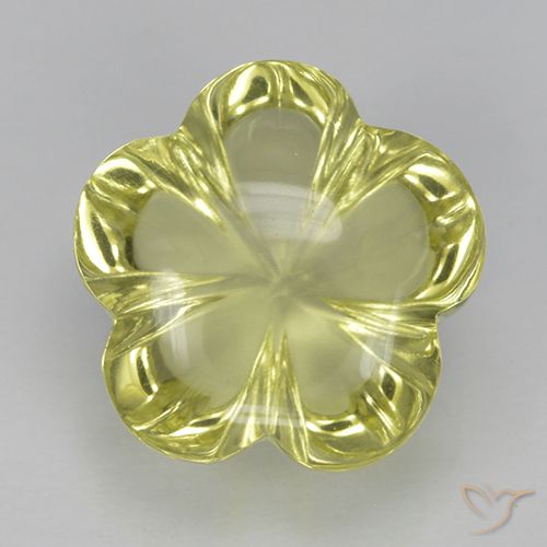 5.28ct Naturel Jaune verdâtre Quartz, Taille Fleur, Transparent
