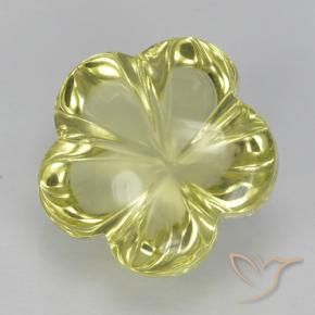 Quartz Jaune verdâtre naturelle Taille Fleur, 5.28 ct, Transparent