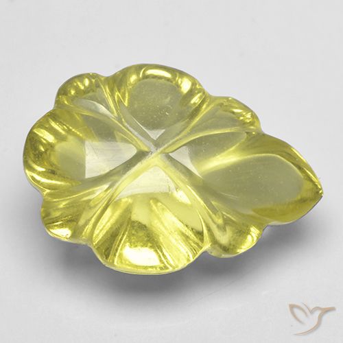 Quartz Jaune verdâtre naturelle Taille Fleur, 4.16 ct, Transparent
