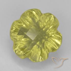 Quartz Jaune lagon naturelle Taille Fleur, 3.59 ct, Transparent