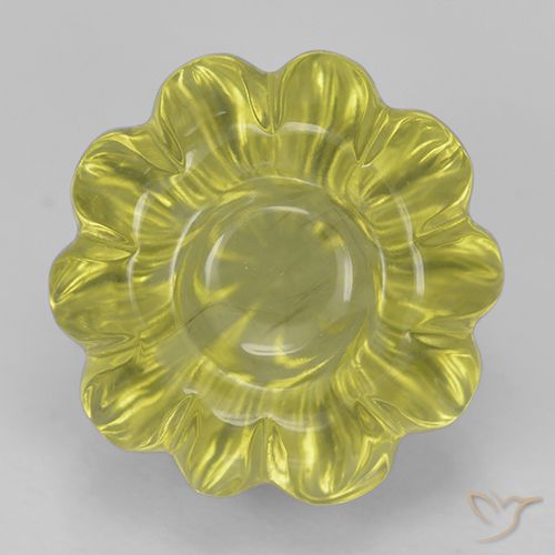 7.80ct Naturel Jaune ananas Quartz, Taille Fleur, Transparent