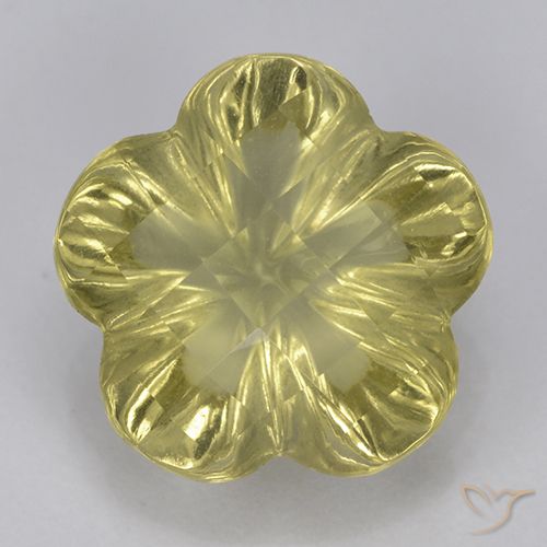 3.23ct Naturel Jaune clair Quartz, Taille Fleur, Transparent