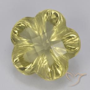 Quartz Jaune clair naturelle Taille Fleur, 3.23 ct, Transparent