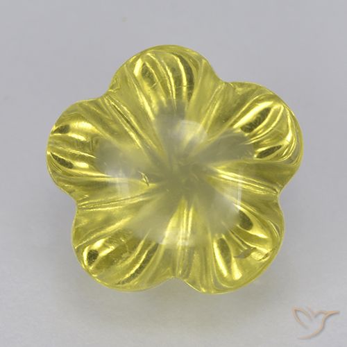 2.59ct Naturel Jaune ananas Quartz, Taille Fleur, Transparent