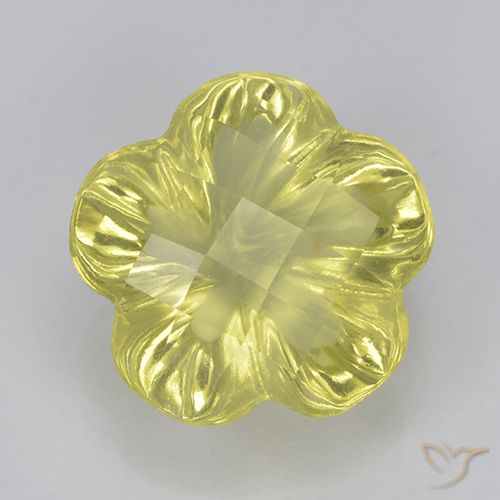 3.16ct Naturel Jaune moyen Quartz, Taille Fleur, Transparent