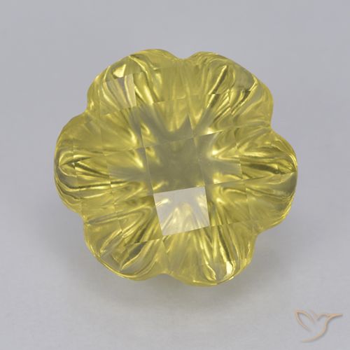 3.55ct Naturel Jaune doré léger Quartz, Taille Fleur, Transparent