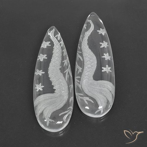 37.02ctw Naturel Blanc clair Quartz, En forme de poire, Transparent