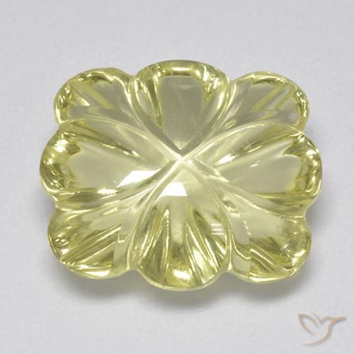 6.87ct Naturel Jaune verdâtre clair Quartz, Taille Fleur, Transparent