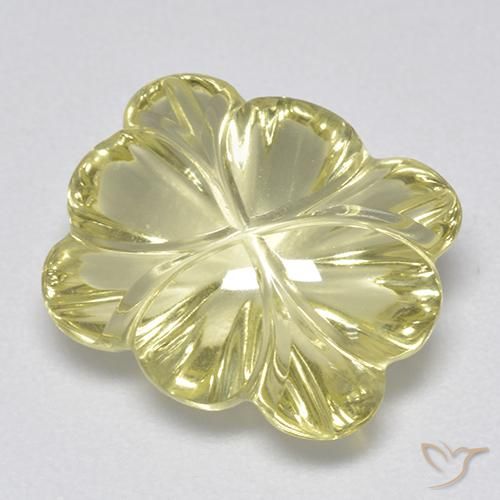 Quartz Jaune verdâtre clair naturelle Taille Fleur, 6.87 ct, Transparent
