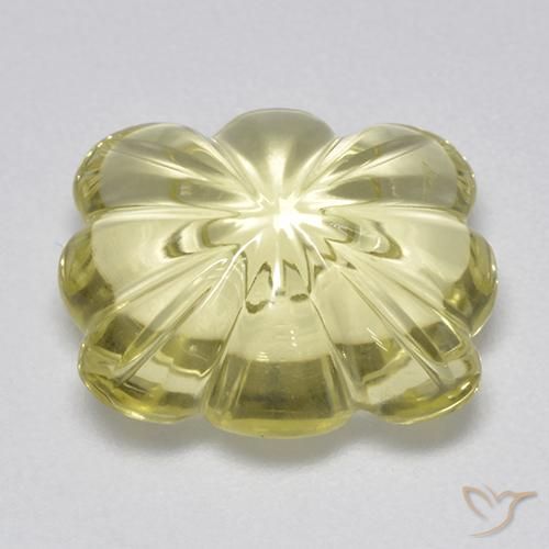 Quartz Jaune verdâtre clair naturelle Taille Fleur, 6.87 ct, Transparent