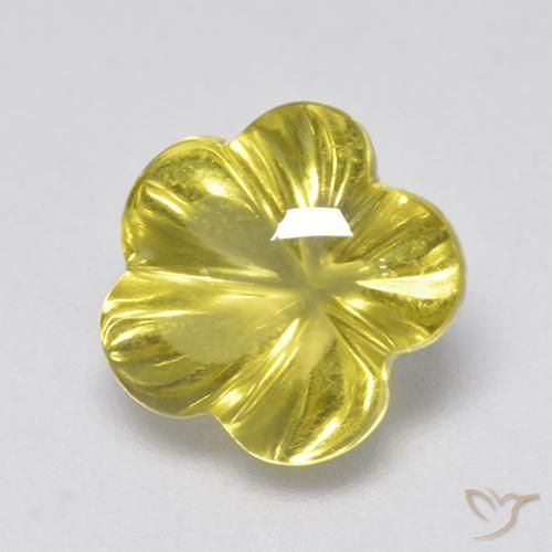 Quartz Jaune intense naturelle Taille Fleur, 2.99 ct, Transparent