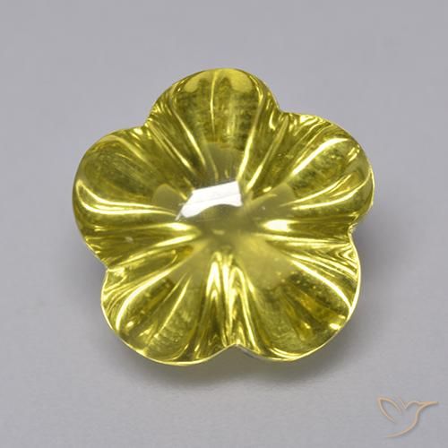 7.11ct Naturel Jaune moyen Quartz, Taille Fleur, Transparent