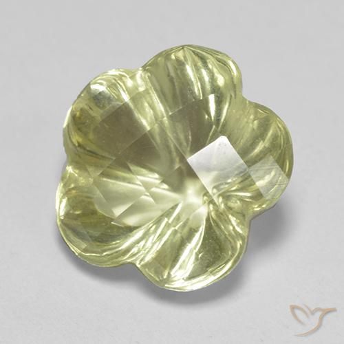 Quartz Jaune clair naturelle Taille Fleur, 3.42 ct, Transparent