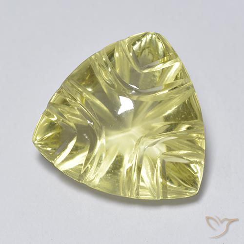 Quartz Jaune clair naturelle Trillion, 6.45 ct, Transparent