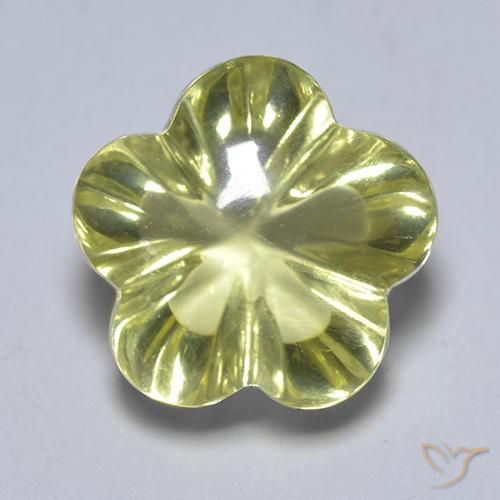 4.69ct Naturel Vert jaunâtre Quartz, Taille Fleur, Transparent