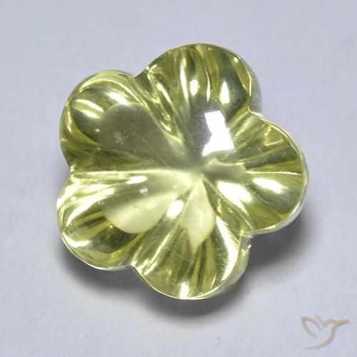 Quartz Vert jaunâtre naturelle Taille Fleur, 4.69 ct, Transparent