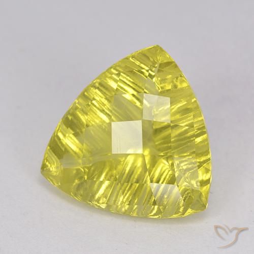 Quartz Bourdon jaune naturelle Trillion, 5.51 ct, Transparent