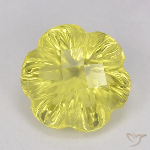 3.29ct Naturel Jaune clair Quartz, Taille Fleur, Transparent