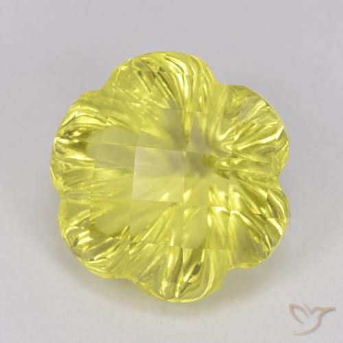 Quartz Jaune clair naturelle Taille Fleur, 3.29 ct, Transparent