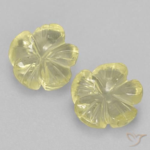 3.12ctw Naturel Jaune pâle Quartz, Taille Fleur, Transparent