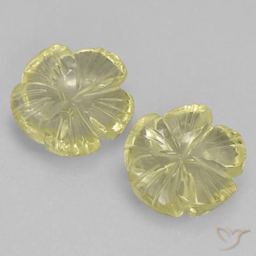 4.21ctw Naturel Jaune moyen-léger Quartz, Taille Fleur, Transparent