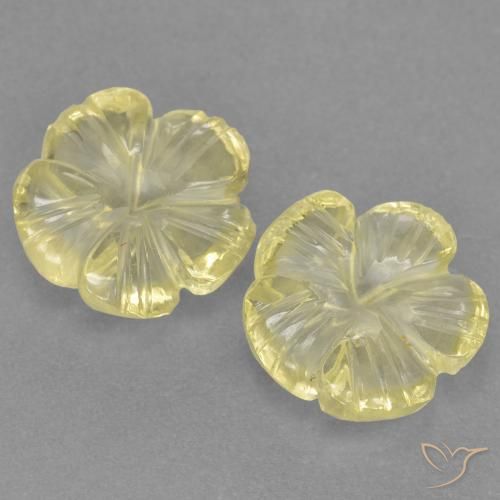 4.54ctw Naturel Jaune lagon Quartz, Taille Fleur, Transparent