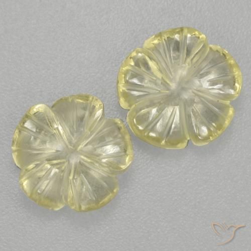 3.64ctw Naturel Jaune moyen-léger Quartz, Taille Fleur, Transparent