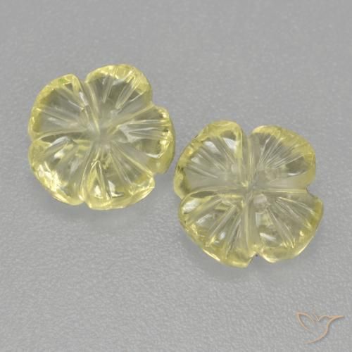2.80ctw Naturel Jaune pâle Quartz, Taille Fleur, Transparent