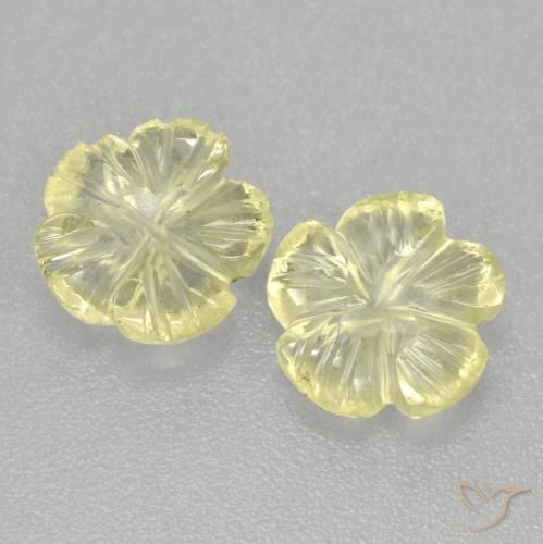 2.29ctw Naturel Jaune citron Quartz, Taille Fleur, Transparent