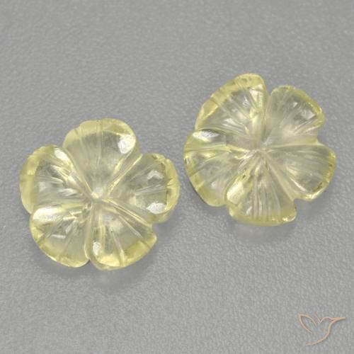 2.43ctw Naturel Jaune moyen-léger Quartz, Taille Fleur, Transparent