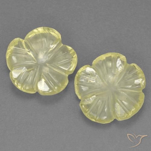 3.26ctw Naturel Jaune moyen Quartz, Taille Fleur, Transparent