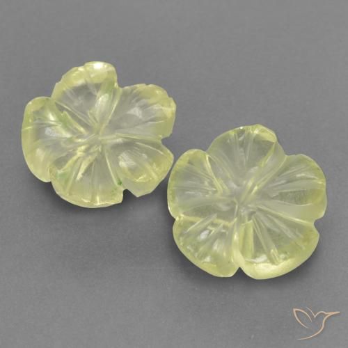 2.84ctw Naturel Jaune clair Quartz, Taille Fleur, Transparent, Photo A