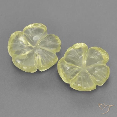 4.40ctw Naturel Jaune clair Quartz, Taille Fleur, Transparent