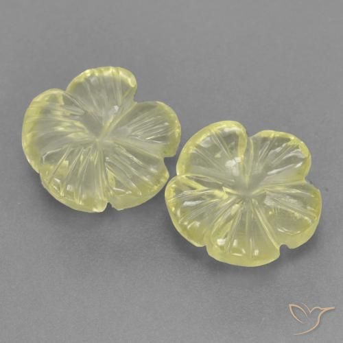 3.84ctw Naturel Jaune moyen-léger Quartz, Taille Fleur, Transparent