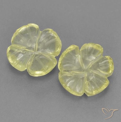 3.51ctw Naturel Jaune moyen-léger Quartz, Taille Fleur, Transparent