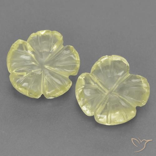 3.13ctw Naturel Jaune clair Quartz, Taille Fleur, Transparent