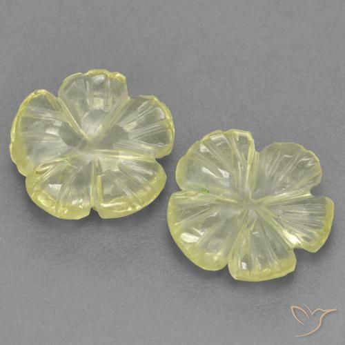 2.42ctw Naturel Jaune clair Quartz, Taille Fleur, Transparent