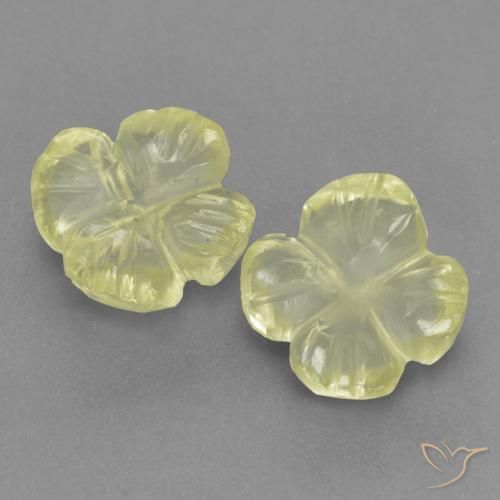 2.05ctw Naturel Jaune clair Quartz, Taille Fleur, Transparent