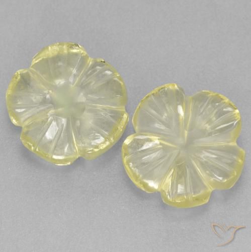 2.98ctw Naturel Jaune citron Quartz, Taille Fleur, Transparent