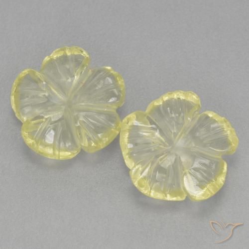 2.90ctw Naturel Jaune citron Quartz, Taille Fleur, Transparent